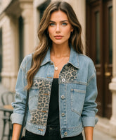 Comprar jaqueta jeans feminina oversized animal print botões duplos casual urbano em promoção ZARA